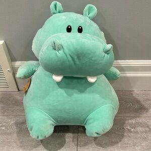 RARE Animal Adventure Hippo Stuffy Plush Green Hippo large 14" Squishy s…